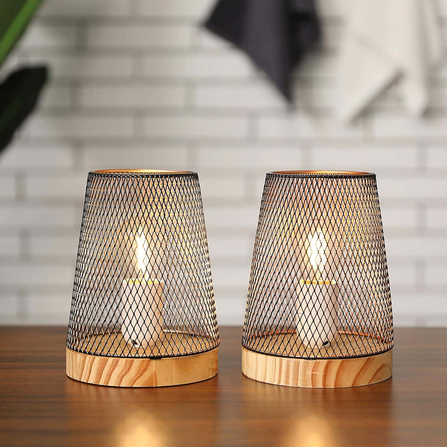 7.5''High Battery Powered Metal Mesh Table Lamp（Set of 2）