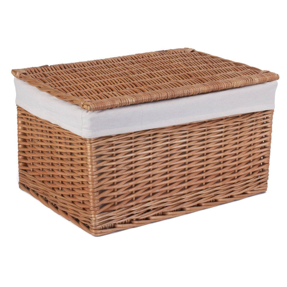 Cotton Lined Wicker Storage Basket – Light Steamed Willow