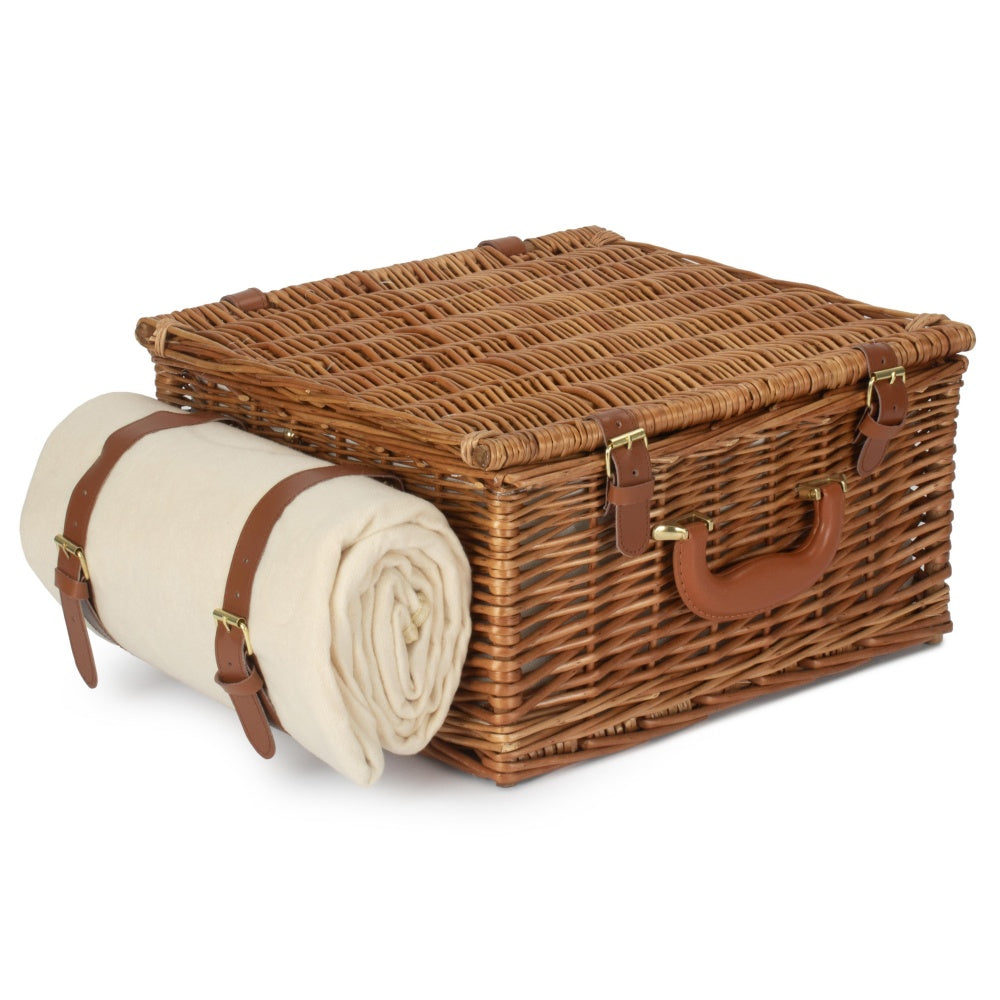 Deluxe Traditional Wicker Picnic Basket – Fully Fitted