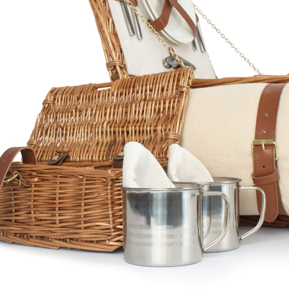Deluxe Traditional Wicker Picnic Basket – Fully Fitted