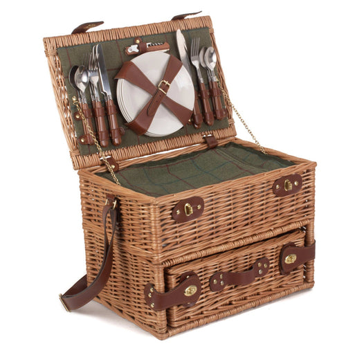 4 Person Fitted Picnic Basket with Cooler Drawers