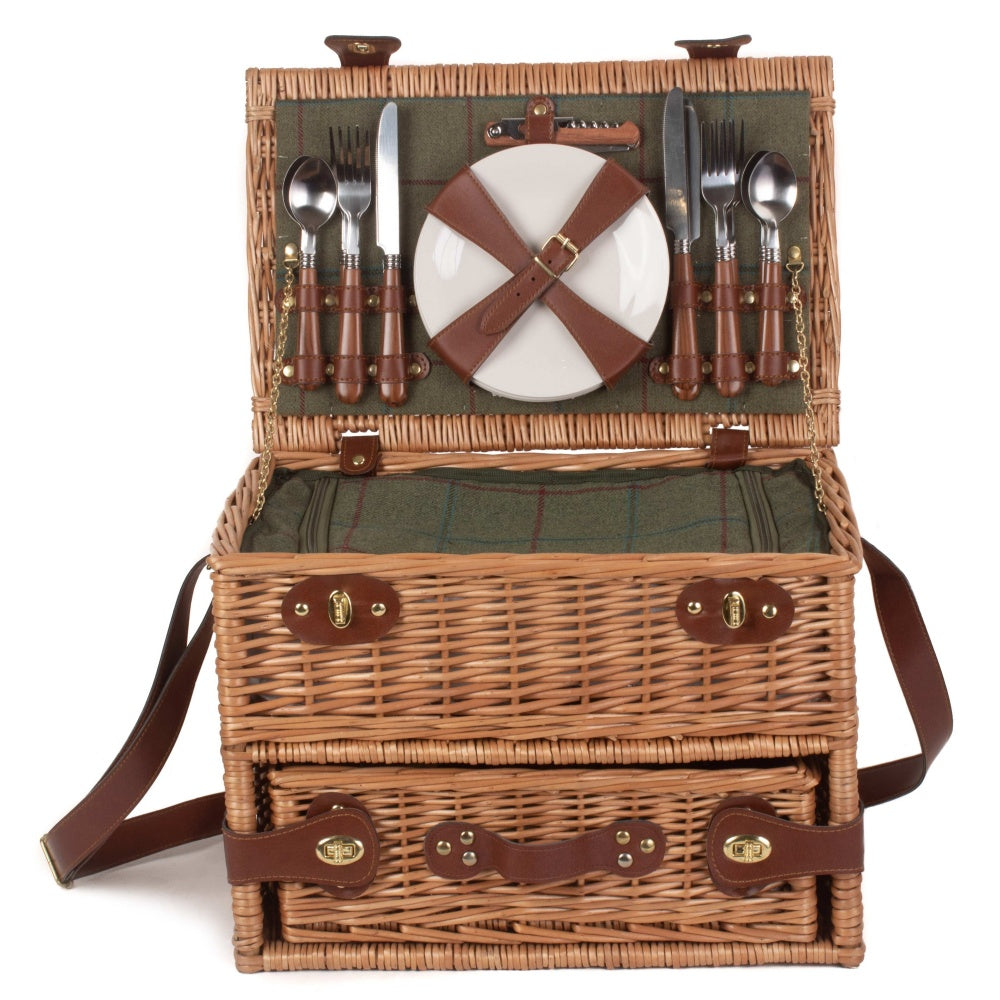 4 Person Fitted Picnic Basket with Cooler Drawers