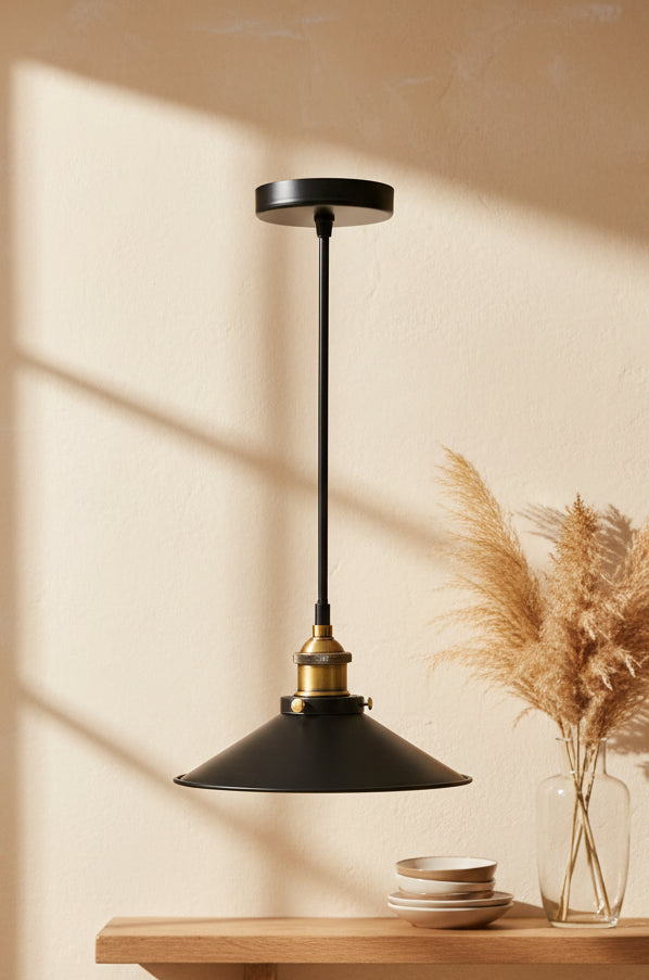Modern Matt Black Pendant Light Shade – E27