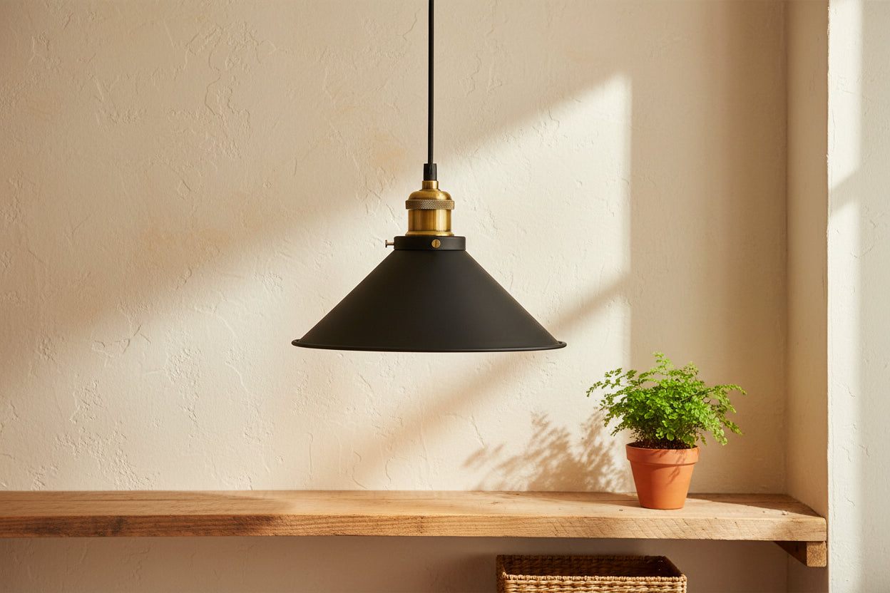 Modern Matt Black Pendant Light Shade – E27