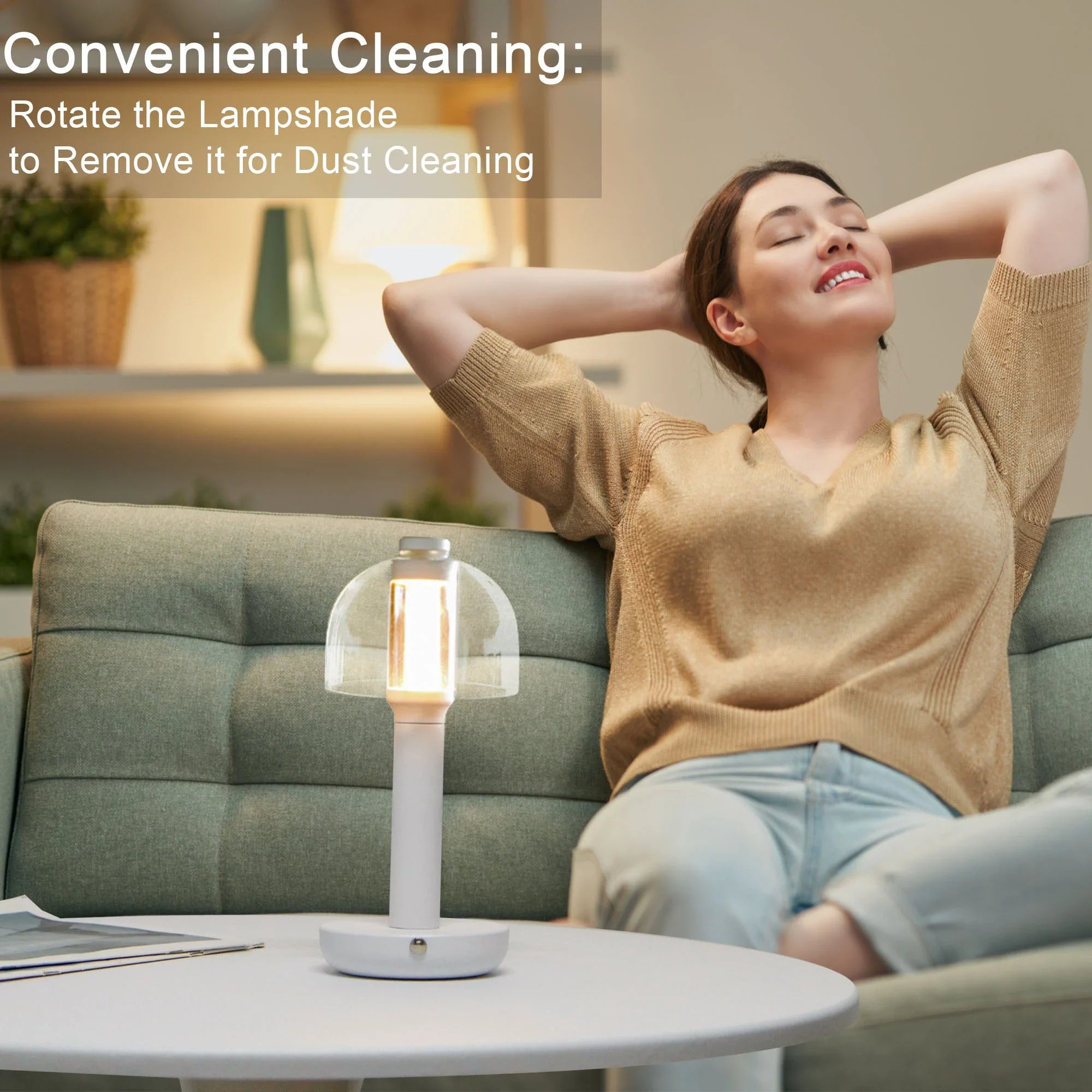 Dimmable Glass Table Lamp – 3-Colour Touch & USB