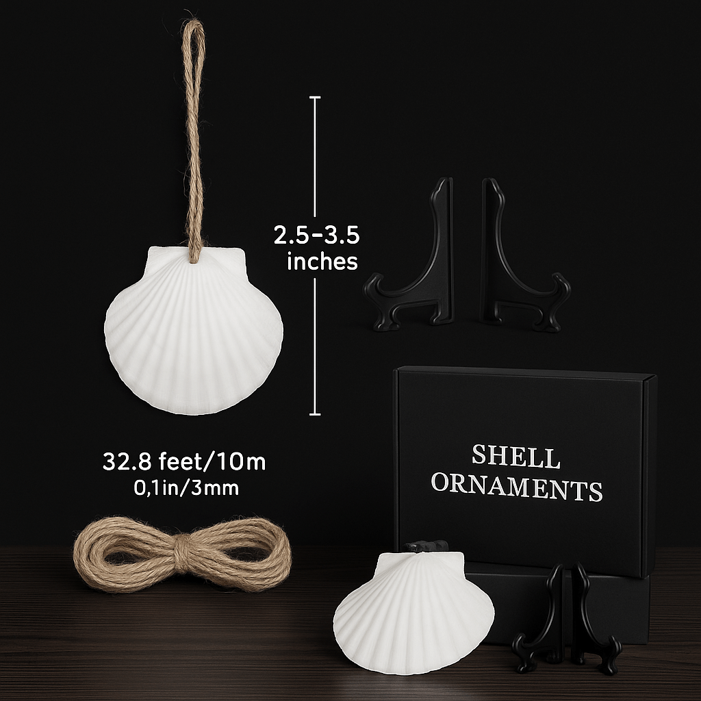 Natural Scallop Shell Ornaments – Set of 16