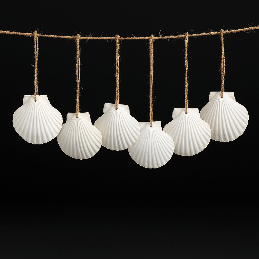 Natural Scallop Shell Ornaments – Set of 16