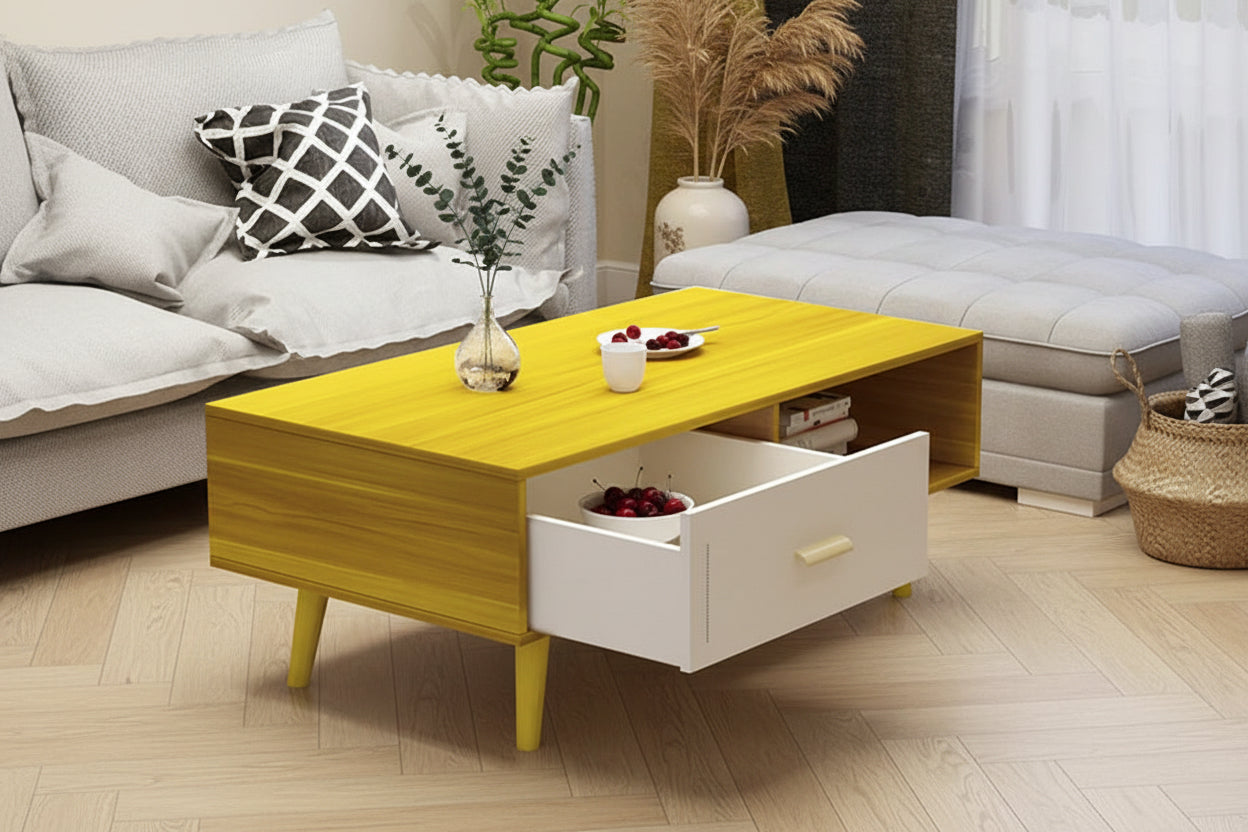 Solid Pine Coffee Table with Drawers