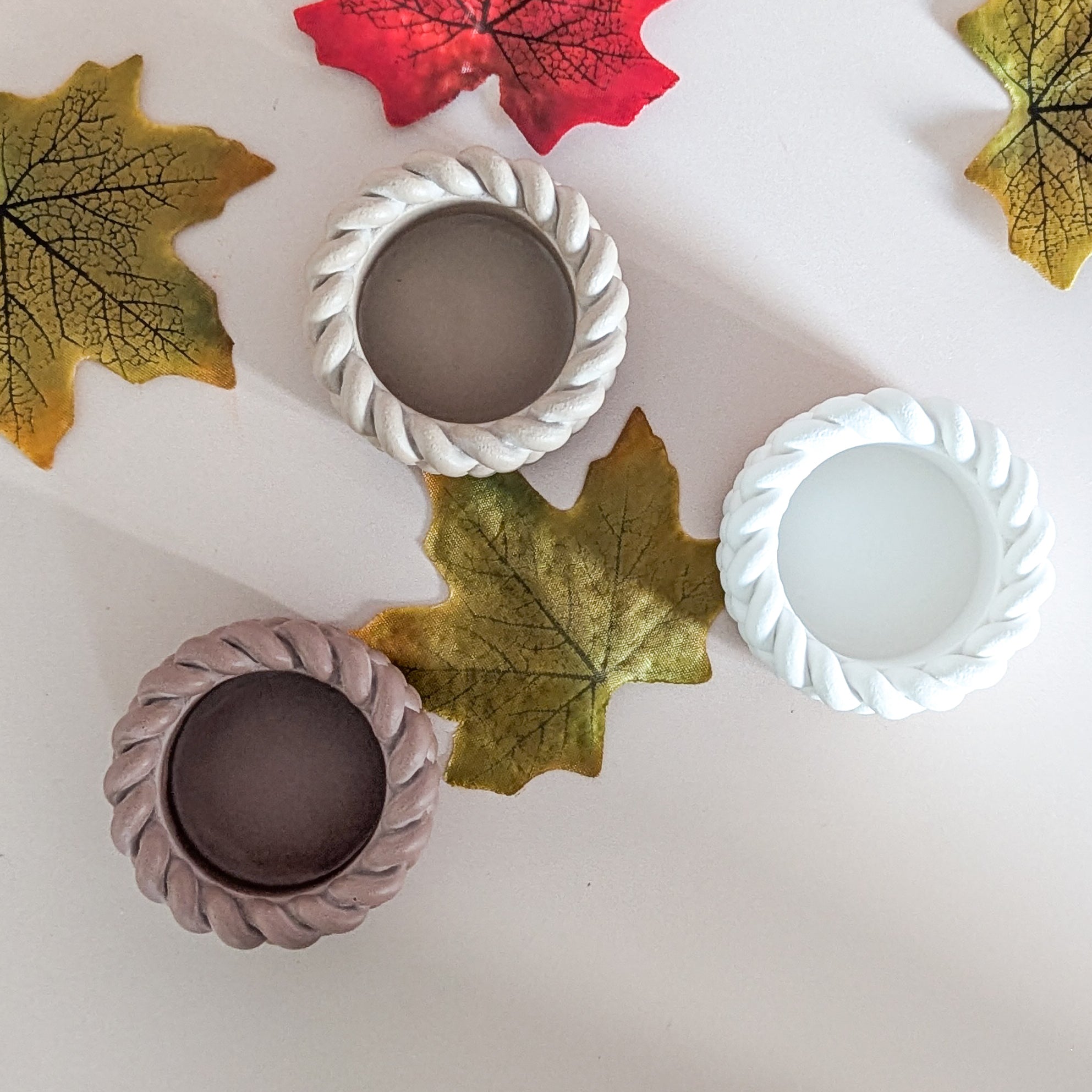 Knitted Style Jesmonite Tealight Candle Holder